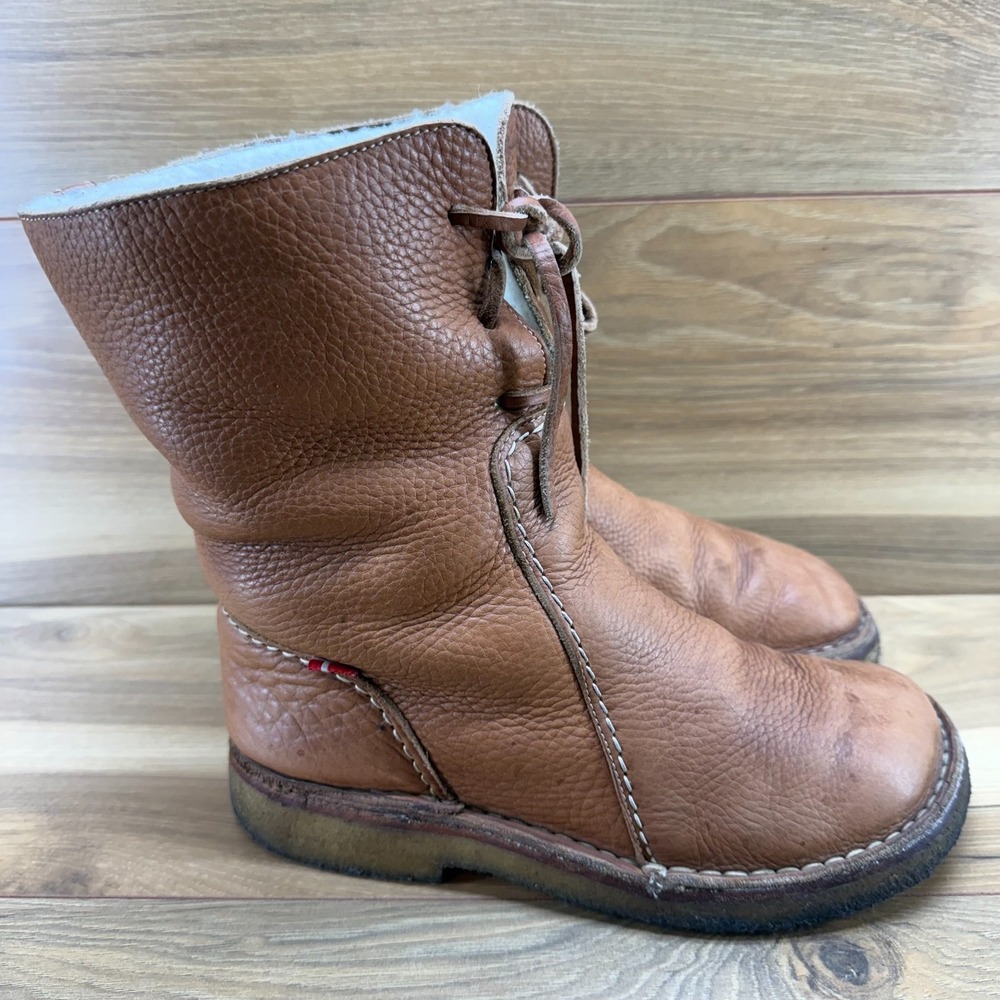 DUCKFEET Arhus Nut Brown Womens 8.5 9 EU 39 Wool Shearling Fur Lined Crepe Soles